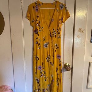 Free People Yellow floral design sundress w button